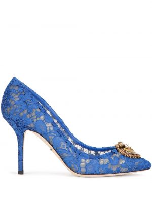 Полуотворени обувки с дантела Dolce & Gabbana синьо