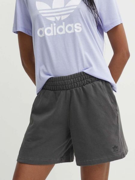 Bavlněné kraťasy s vysokým pasem Adidas Originals šedé