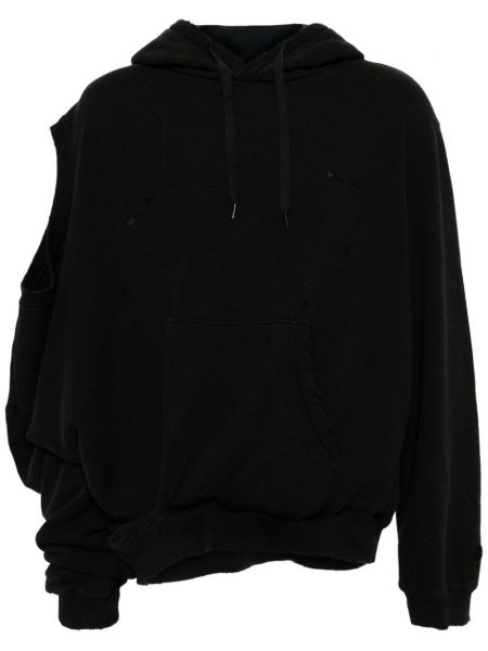 Pamučna hoodie s kapuljačom Doublet crna