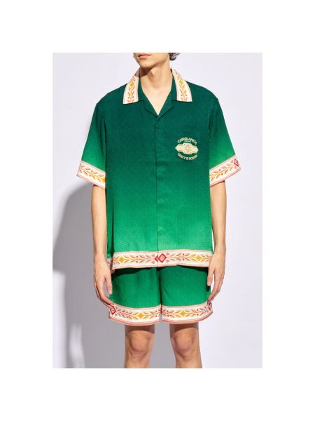 Camisa de seda manga corta Casablanca verde