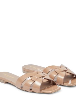 Dabīgās ādas sandales Saint Laurent rozā