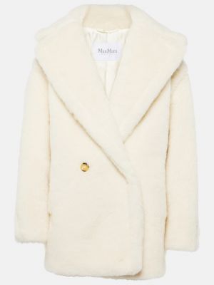 Шелковый шерстяной пиджак из альпаки Max Mara белый