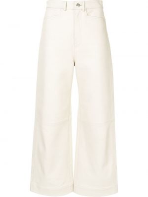 Кожени широки панталони тип „марлен“ Proenza Schouler White Label бяло