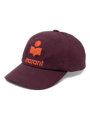 Medvilninis siuvinėtas kepurė su snapeliu Marant violetinė