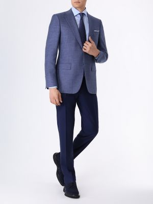 Шерстяные классические брюки Canali синие