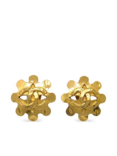 Kolczyki na klipsy w kwiatki Chanel Pre-owned złote
