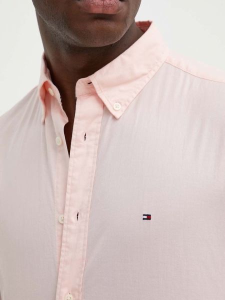 Пухова бавовняна сорочка на ґудзиках Tommy Hilfiger рожева