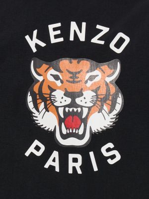 Tigrovaná nylónová bunda s potlačou Kenzo Paris čierna