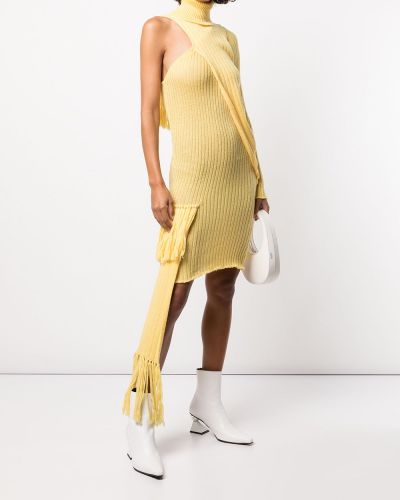 Mini vestido asimétrico Thebe Magugu amarillo
