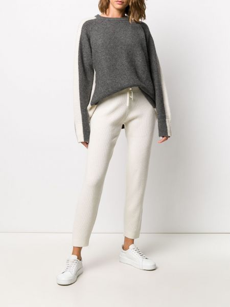 Pantalon de joggings en cachemire en tricot Cashmere In Love blanc