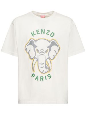 Camiseta de algodón de tela jersey oversized Kenzo Paris blanco