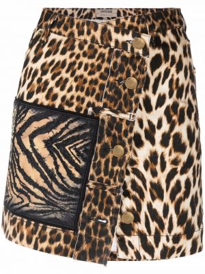 Leopard trykt omslagsskjørt Roberto Cavalli brun