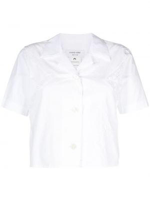 Bombažna lanena srajca Marine Serre bela