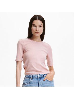 Viskózové tričko z polyesteru Reserved - ružová