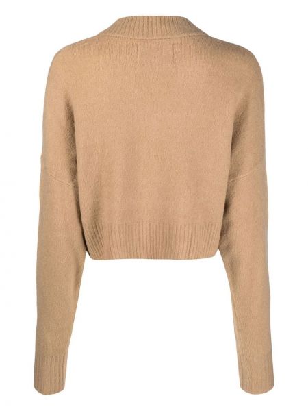 Sweter z dekoltem w serek Calvin Klein Jeans beżowy