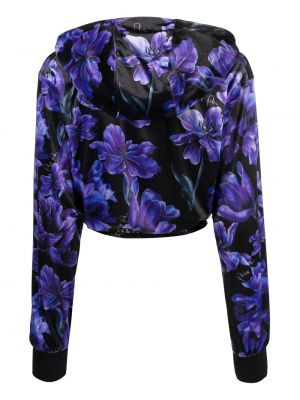 Bluza z kapturem w kwiatki z nadrukiem Philipp Plein czarna