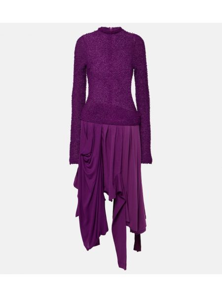 Плисирана памучна миди рокля Acne Studios виолетово