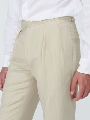 Jedwabne lniane spodnie klasyczne Ralph Lauren Purple Label