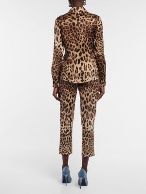 Svilena srajca s potiskom z leopardjim vzorcem Dolce&gabbana
