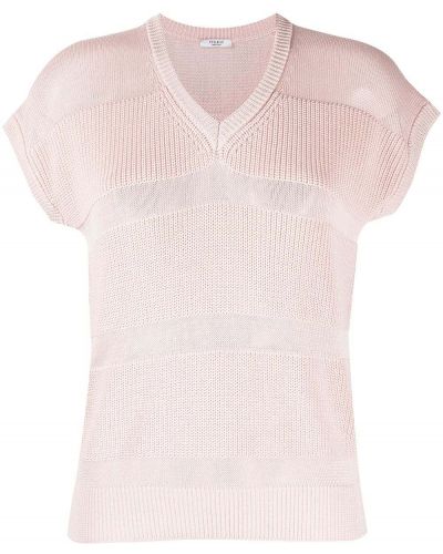 Jersey con escote v manga corta de tela jersey Peserico rosa