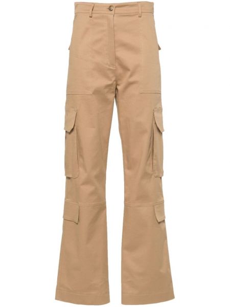 Rovné kalhoty s kapsami Drhope hnědé