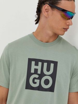 Памучна тениска с дълъг ръкав с принт Hugo