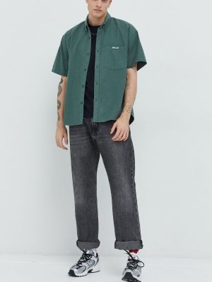 Péřová košile s knoflíky relaxed fit Abercrombie & Fitch zelená