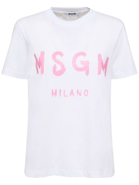 T-shirt i bomull i jersey Msgm vit