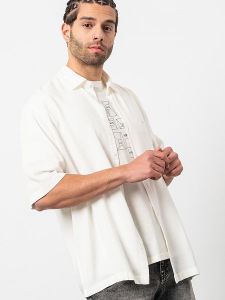 Рубашка из вискозы свободного кроя Armani Exchange белая