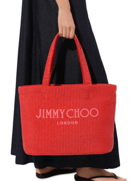 Пляжная сумка шоппер Jimmy Choo красная