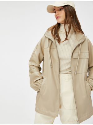 Mākslīgas ādas ādas jaka ar kapuci Koton