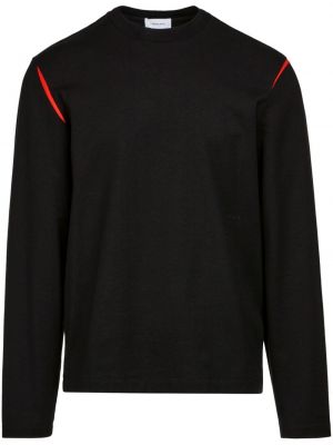 Pruhované bavlněné tričko s potiskem Ferragamo černé