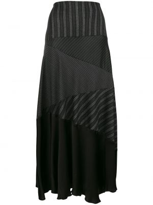 Pruhované vlněné přiléhavé rozšířená sukně Romeo Gigli Pre-owned - černá