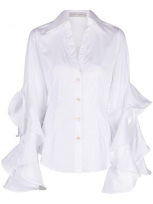 Koszula bawełniana z falbankami Palmer / Harding biała