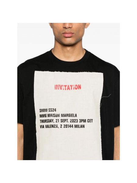 Camiseta de algodón de tela jersey de cuello redondo Mm6 Maison Margiela negro