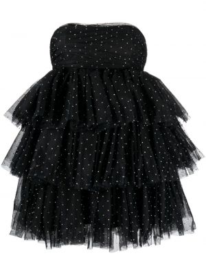 Коктейлна рокля с кристали Rotate черно