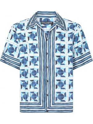 Camisa de seda con estampado Dolce & Gabbana azul