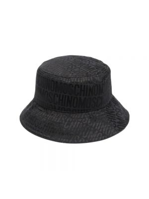 Czarny kapelusz z nadrukiem Moschino