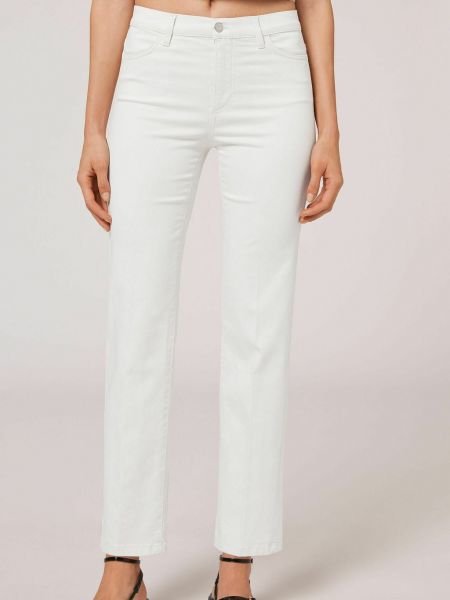 Приталенные джинсы ретро Calzedonia белые