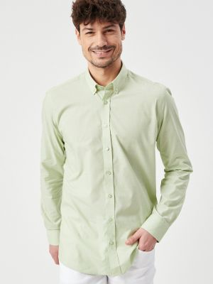 Slim fit priliehavá košeľa na gombíky Altinyildiz Classics zelená