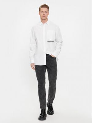 Slim fit džínová košile Karl Lagerfeld Jeans bílá