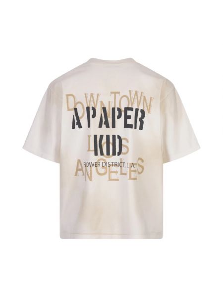 Camiseta de algodón con estampado A Paper Kid blanco