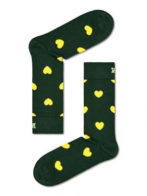 Nogavice z vzorcem srca Happy Socks zelena