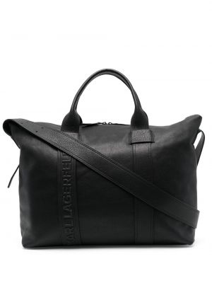 Кожени шопинг чанта Karl Lagerfeld черно