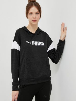 Kapucnis pulóver Puma fekete