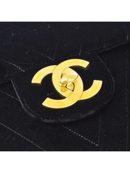 Bolsa de hombro de terciopelo‏‏‎ retro Chanel Vintage negro