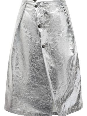 Кожаная юбка Marni серебряная