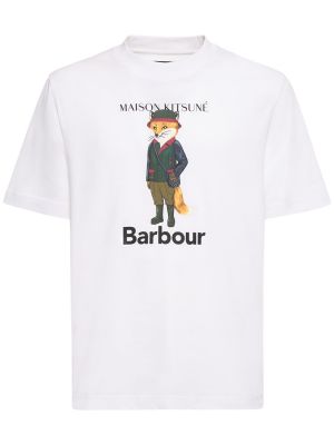Памучна тениска Barbour бяло