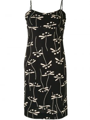 Robe mi-longue à fleurs Chanel Pre-owned noir