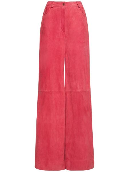 Semišové kalhoty relaxed fit Alberta Ferretti růžové